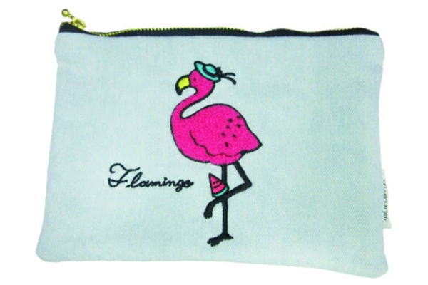 【送料無料】　オリジナル　ふわとり　ポーチフラミンゴ　鳥　とり　トリ　動物　アニマル　ケース　小..