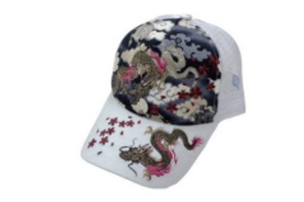 【オリジナル】刺繍メッシュキャップ【オフホワイト】【白】【双龍】【帽子】【ぼうし】【メッシュ】【キャップ】【ファッション】【メンズ】【レディース】【男性】【女性】【兼用】【雑貨】【グッズ】【かわいい】