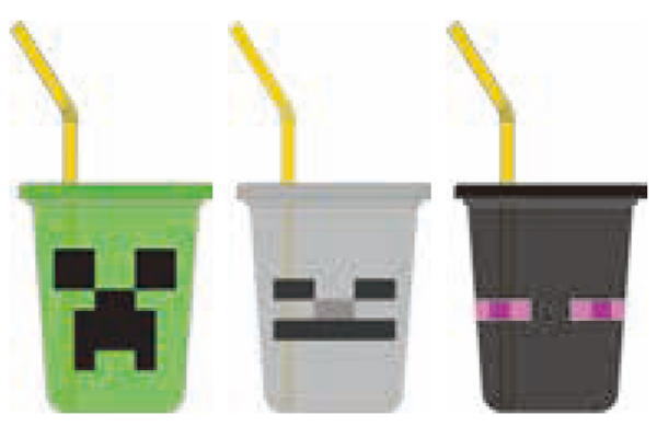 Minecraft　マインクラフト　ストロー付タンブラー3Pセット23　マイクラ　ゲーム　コップ　カップ　食..