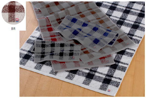 【送料無料】　【日本製】　オリジナル　バスタオルブラウン　茶色　ファミーユチェック　今治　タオル　たおる　雑貨　グッズ　かわいい