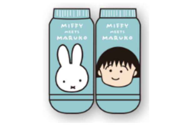 【miffy】【ミッフィー】【MIFFY MEETS MARUKO】キャラクターソックス【ブルー】【青】【フェイス】 【ちびまる子ちゃん】【ミッフィー】【コラボ】【キャラックス】【くつした】【くつ下】【靴下】【レディース】【女性】【雑貨】【グッズ】【かわいい】