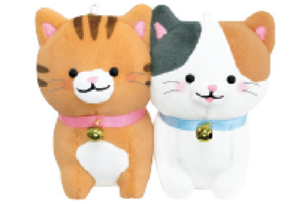 ペアキーホルダー（1000円程度） 【オリジナル】ニコぬいキーホルダー【茶トラ】【みけねこ】【猫】【ネコ】【動物】【アニマル】【ぬいぐるみ】【人形】【マスコット】【鍵】【キーホルダー】【ニコイチ】【ペア】【お揃い】【雑貨】【グッズ】【かわいい】