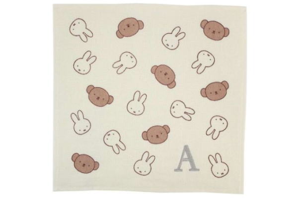 【miffy】【ミッフィー】ガーゼイニシャルハンカチ【A】【ミッフィーとボリス】【ウサギ】 【ミッフィーちゃん】【ディック・ブルーナ】【絵本】【アニメ】【タオル】【たおる】【ハンドタオル】【ミニタオル】【雑貨】【グッズ】【かわいい】