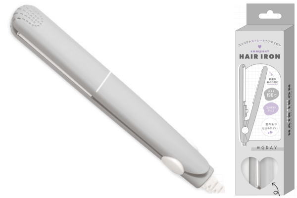 ヘアアイロン　コンパクトストレートヘアアイロングレー　灰色　ヘアアイロン　コテ　ストレートアイロ..