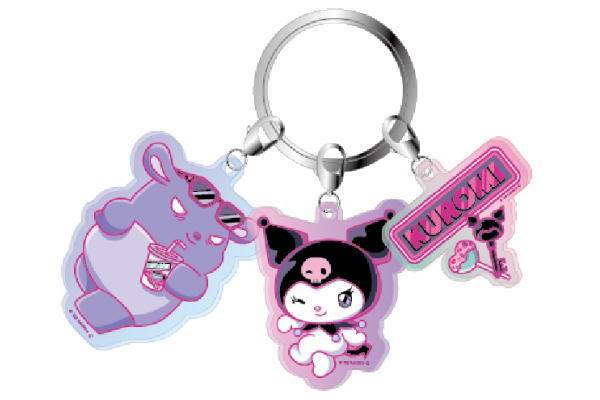 【サンリオキャラクターズ】3チャームキーホルダー【クロミとバク】【くろみ】【クロミーズ】【世界クロミ化計画】【キーホルダー】【キーリング】【チャーム】【鍵】【雑貨】【グッズ】【かわいい】のサムネイル