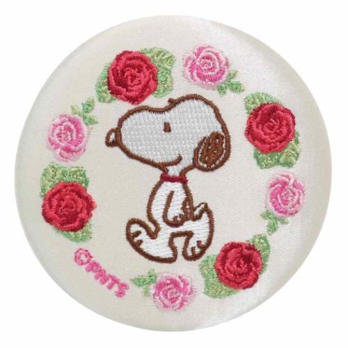 【スヌーピー】【SNOOPY】刺繍ミラー【ホワイト】【白】【フラワー】【花】【ピーナッツ】【ウッドストック】【すぬーぴー】【アニメ】【キャラクター】【ラウンドミラー】【鏡】【かがみ】【コンパクト】【コスメ】【雑貨】【グッズ】【かわいい】