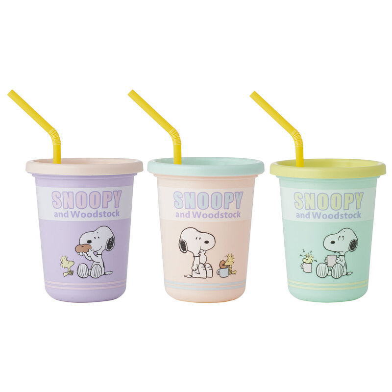 【スヌーピー】【SNOOPY】ストロー付きタンブラー320ml3個セット【ピーナッツ】【ウッドストック】【すぬーぴー】【アニメ】【キャラクター】【食器】【コップ】【タンブラー】【カップ】【3個セット】【3個入り】【子供】【キッズ】【雑貨】【グッズ】【かわいい】