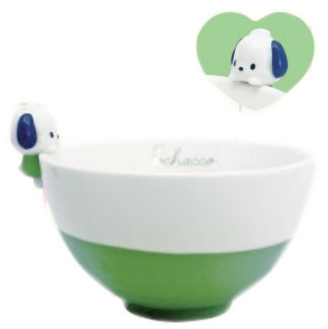 サンリオキャラクターズ　のっかりフィギュア付き茶碗ポチャッコ　ぽちゃっこ　子犬　ご飯　お皿　食器　食事　キッチン　子供　キッズ　雑貨　グッズ　かわいい