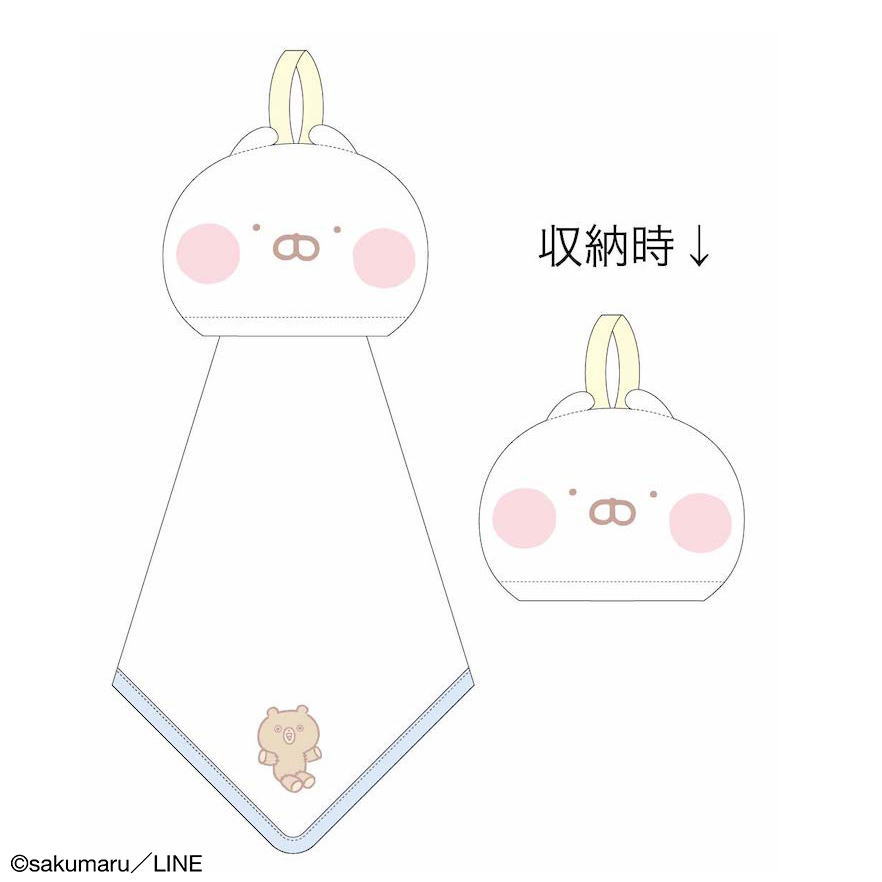 【LINE CREATORS】【うさまる】マイクロループタオル【ちびちびうさまるとくまさん】【うさぎ】【ライン】【スタンプ】【たおる】【ループ付きタオル】【紐付き】【子供】【キッズ】【雑貨】【グッズ】【かわいい】