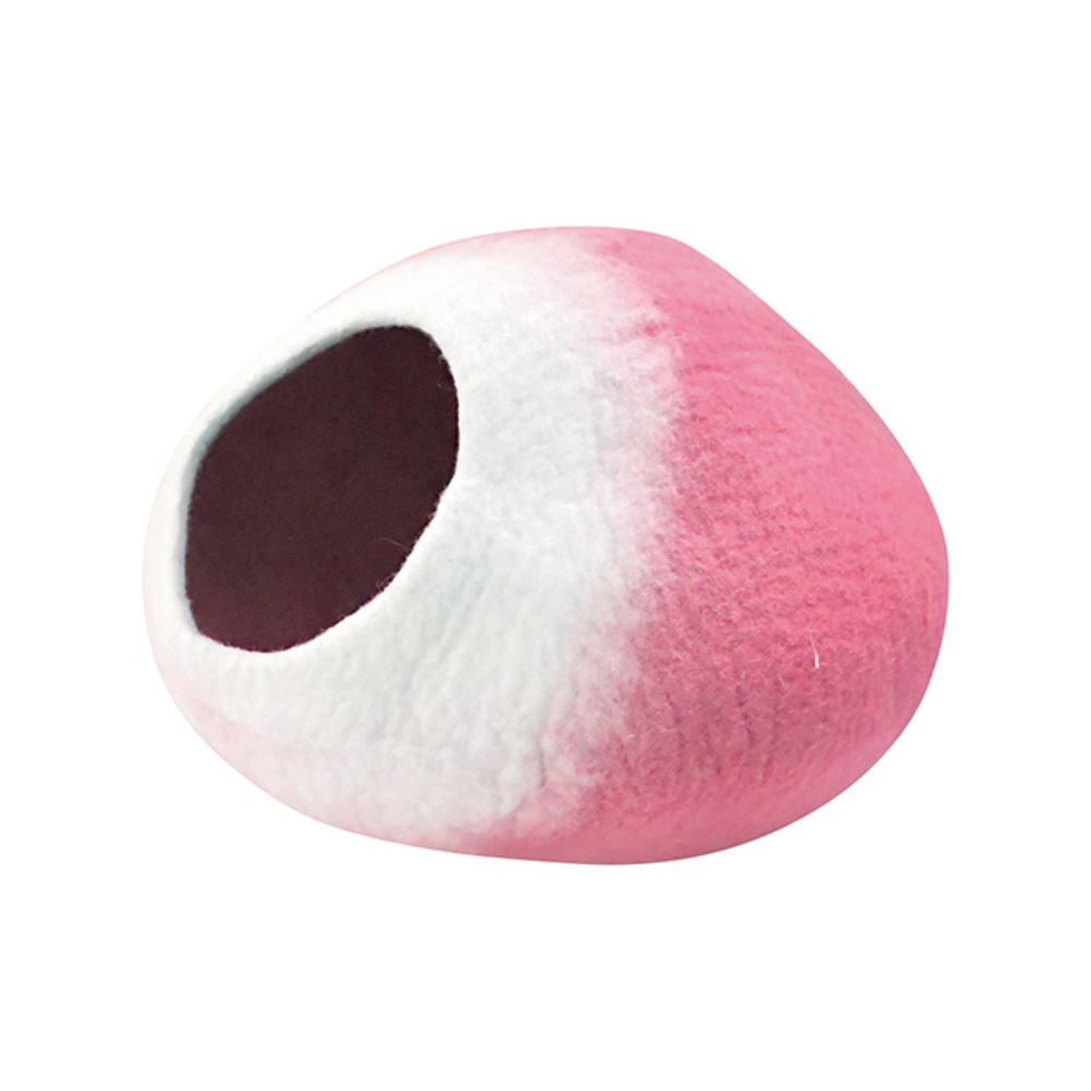 ネパールフェルト雑貨 キャットドームピンク 円 ラウンドウールドーム カゴ ペット用 猫 ハウス インテリア 雑貨 グッズ かわいい