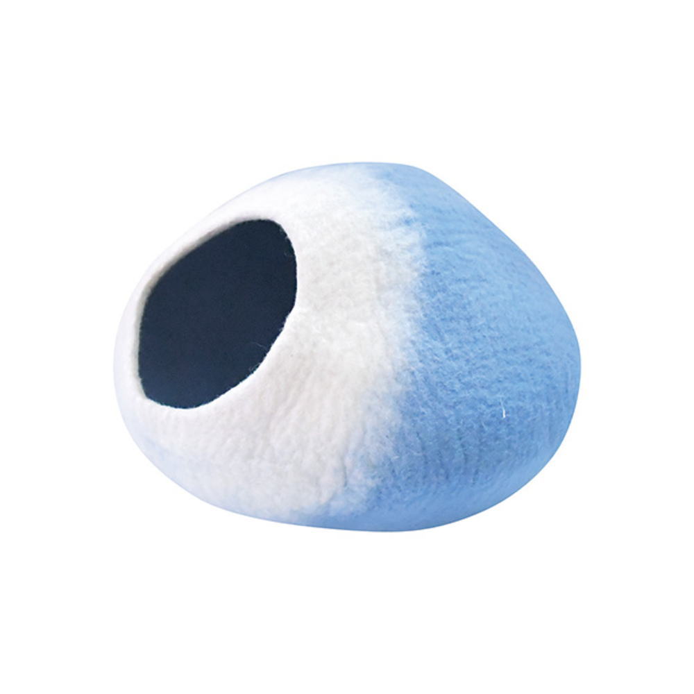 ネパールフェルト雑貨 キャットドームブルー 青 円 ラウンドウールドーム カゴ ペット用 猫 ハウス インテリア 雑貨 グッズ かわいい