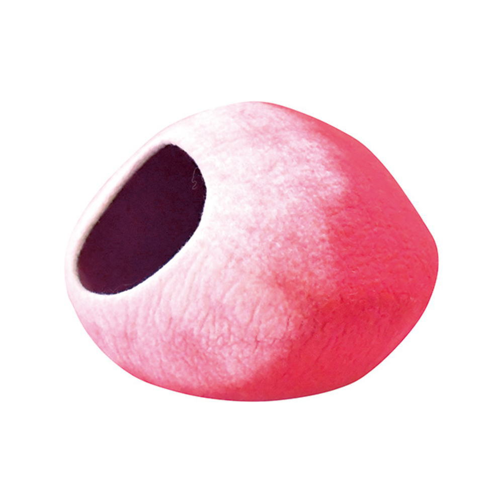 ネパールフェルト雑貨 キャットドームレッド 赤 円 ラウンドウールドーム カゴ ペット用 猫 ハウス インテリア 雑貨 グッズ かわいい