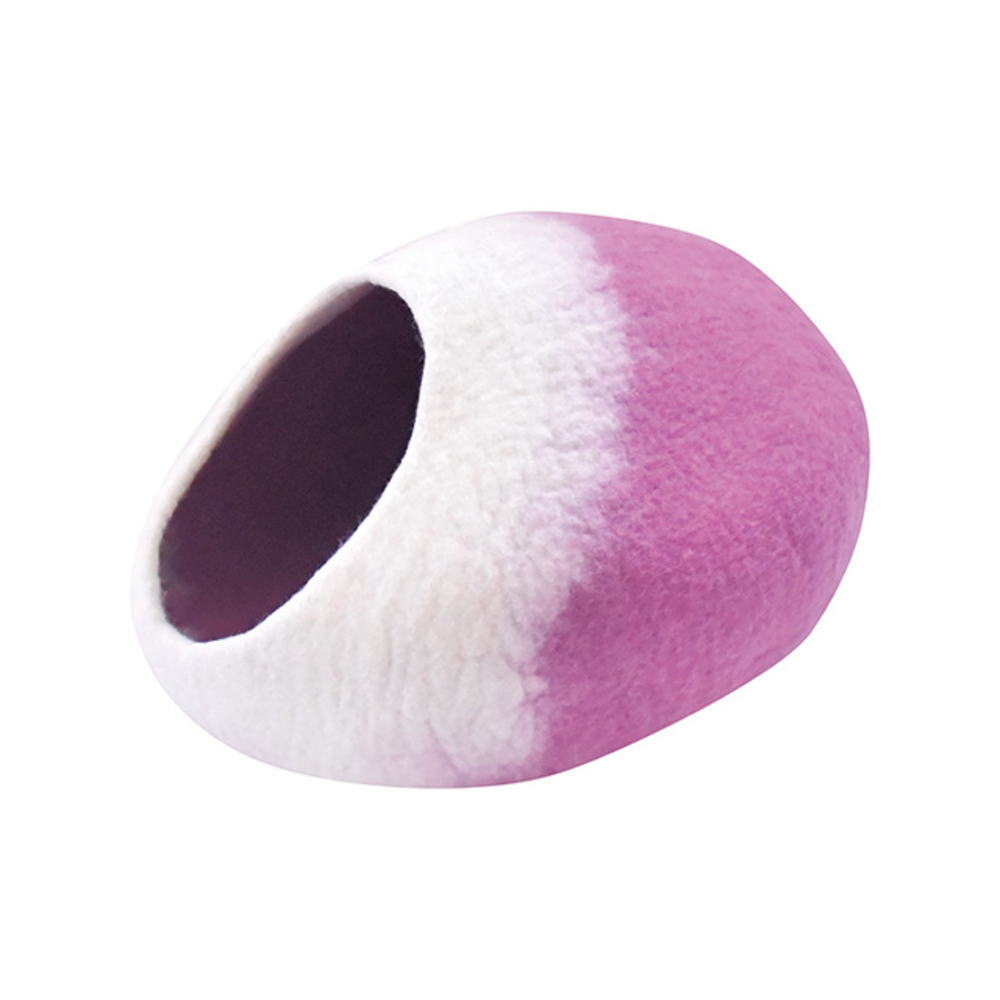 ネパールフェルト雑貨 キャットドームパープル 紫 楕円 オーバルウールドーム カゴ ペット用 猫 ハウス インテリア 雑貨 グッズ かわいい