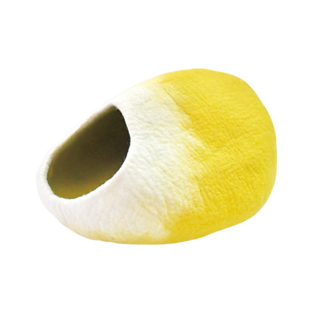 ネパールフェルト雑貨 キャットドームイエロー 黄色 楕円 オーバルウールドーム カゴ ペット用 猫 ハウス インテリア 雑貨 グッズ かわいい