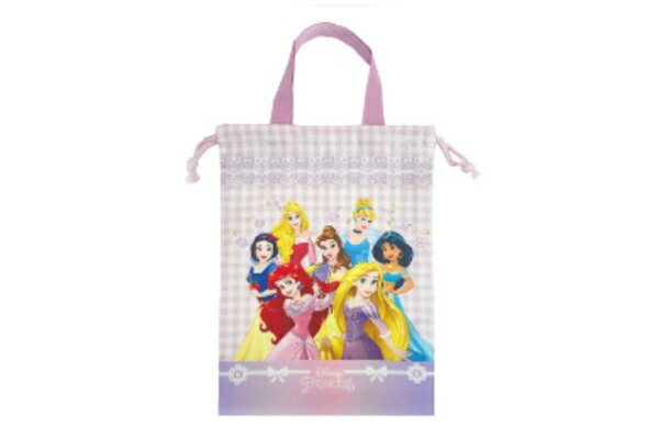 【ディズニープリンセス】持ち手付き巾着【ピンク】【姫】【映画】【アニメ】【ポーチ】【ケース】【小物入れ】【きんちゃく】【袋】【収納】【子供】【キッズ】【学校】【保育園】【幼稚園】【雑貨】【グッズ】【かわいい】