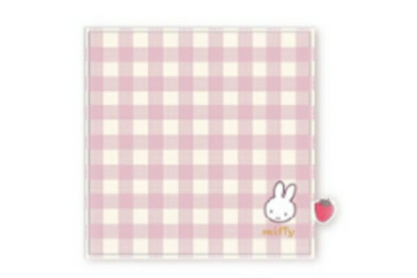 miffy ミッフィー ストロベリーアンドチョコレートシリーズ ガーゼギンガムタオルピンク ウサギ ディック・ブルーナ アニメ タオル たおる ハンドタオル ハ...