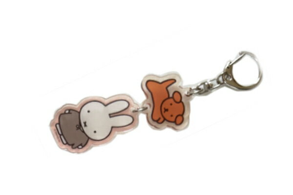 【miffy】【ミッフィー】2連アクリルキーホルダー【ピンク×ベージュ】【ミッフィーアンドスナッフィー】【ディック・ブルーナ】【アニメ】【キーホルダー】【キーリング】【チャーム】【鍵】【雑貨】【グッズ】【かわいい】