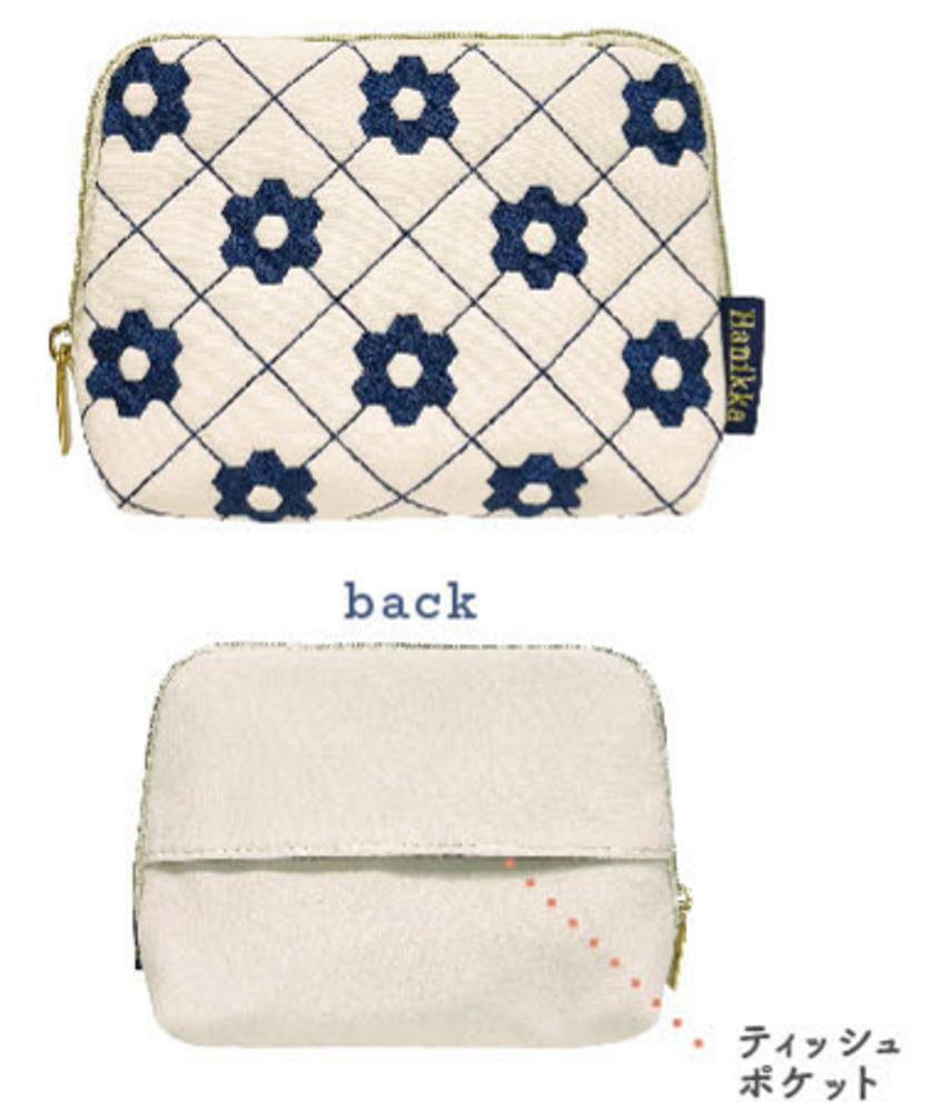 【送料無料】 Hanikka ハニッカ ティッシュポーチオフホワイト 白 花柄 フラワー ポーチ ケース 小物入れ 収納 メイク 化粧 コスメ 雑貨 グッズ か...