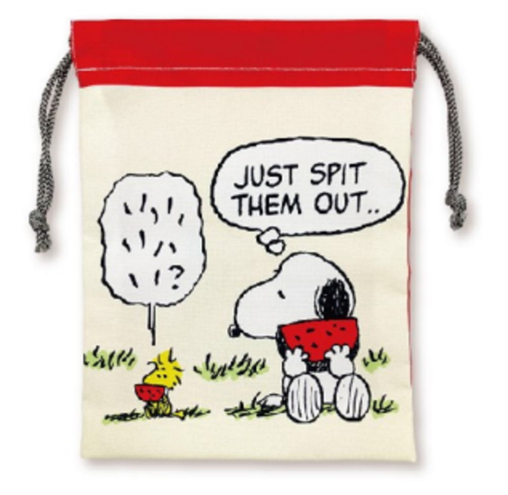 【スヌーピー】【SNOOPY】豆巾着【レッド】【赤】【スイカ】【ピーナッツ】【ウッドストック】【すぬーぴー】【ポーチ】【ケース】【きんちゃく】【袋】【収納】【子供】【キッズ】【雑貨】【グッズ】【かわいい】