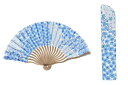 Ripple リップル 扇子×扇子袋ギフトセット21cm 青 ブルー 和小花 せんす うちわ 踊り用 日本舞踊 祭り 夏 涼しい プレゼント 贈り物 雑貨 グッ...