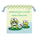 【送料無料】【ねこに転生したおじさん×サンリオキャラクターズ】巾着【プンちゃん】【けろけろけろっぴ】【コラボ】【ポーチ】【ケース】【小物入れ】【収納】【袋】【き...