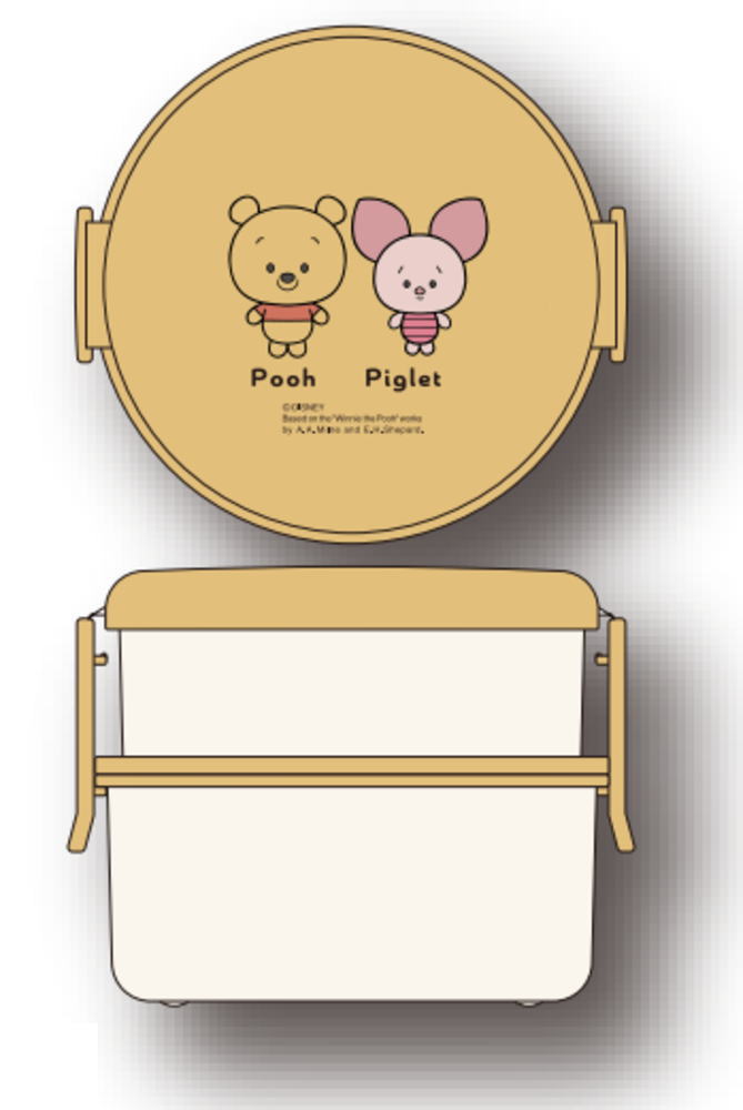 【送料無料】　ディズニーキャラクター　YULULUNシリーズ　抗菌丸型ランチボックス2段フォーク付くまの..