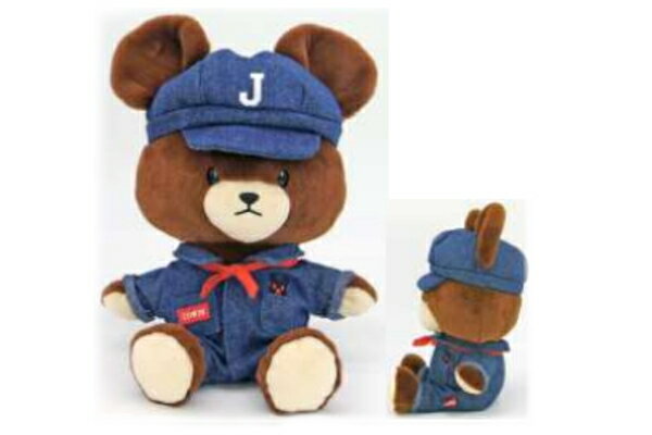 くまのがっこう×EDWIN　ぬいぐるみオールインワン　デニム　コラボ　くま　ジャッキー　がっこう　学校　キャラ　絵本　人形　ドール　マスコット　おもちゃ　インテリア　子供　キッズ　雑貨　グッズ　かわいい