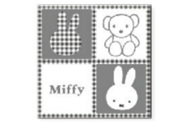 【miffy】【ミッフィー】【ギンガムシリーズ】スクエアハンカチ【グレー】【ボリス】【ディック・ブルーナ】【アニメ】【たおる】【ハンドタオル】【ミニタオル】【雑貨】【グッズ】【かわいい】
