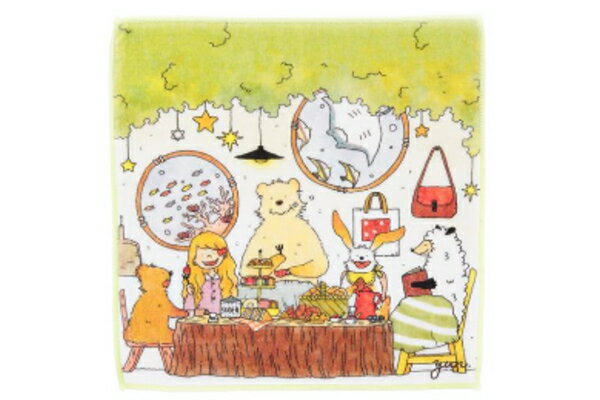 【送料無料】【Yun】【ゆん】ミニタオル【海と森のカフェ】【動物】【アニマル】【イラストレーター】【デザイナー】【たおる】【ハンドタオル】【ハンカチ】【雑貨】【グッズ】【かわいい】