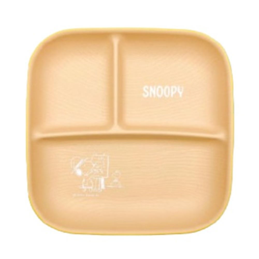 日本製　スヌーピー　SNOOPY　スクエアワンプレートL　イエロー　黄色　デッサン　スヌーピーとウッド..