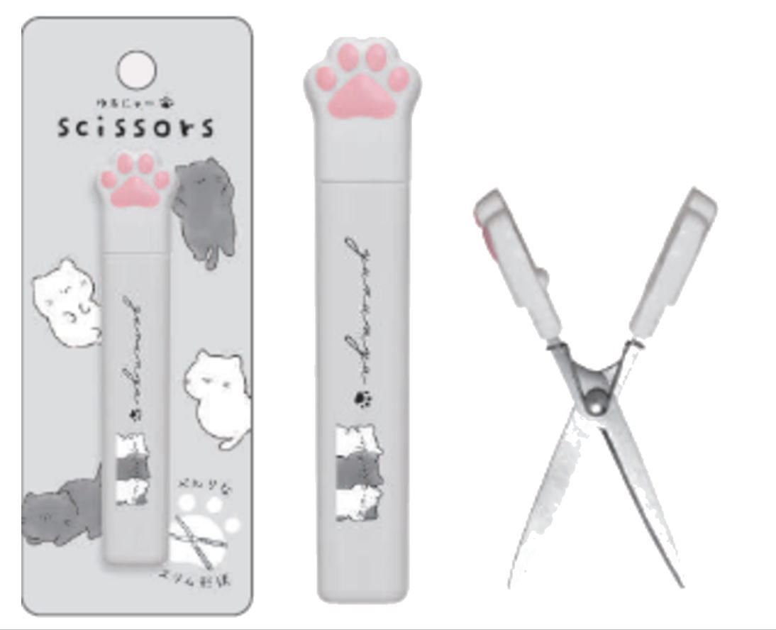 【送料無料】　オリジナル　肉球シザーモノクロ　ゆるにゃー　ねこ　動物　アニマル　はさみ　文房具　..