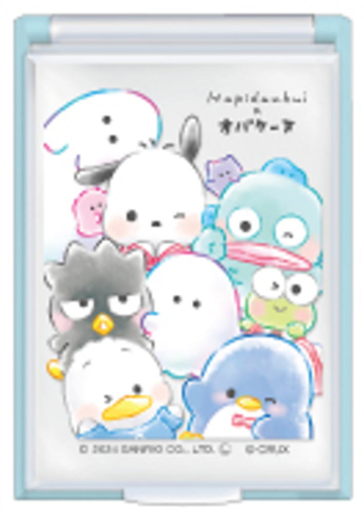 【送料無料】 【日本製】 サンリオキャラクターズ×オバケーヌ サイズミラーSはぴだんぶい ハピブイ コラボ 鏡 かがみ 手鏡 折りたたみ コスメ 化粧 メイク ...