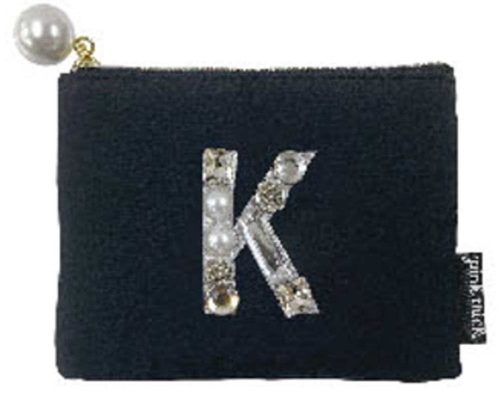 オリジナル ビジューイニシャルシリーズ ティッシュポーチK ケース 小物入れ 収納 メイク 化粧 コスメ 雑貨 グッズ かわいい