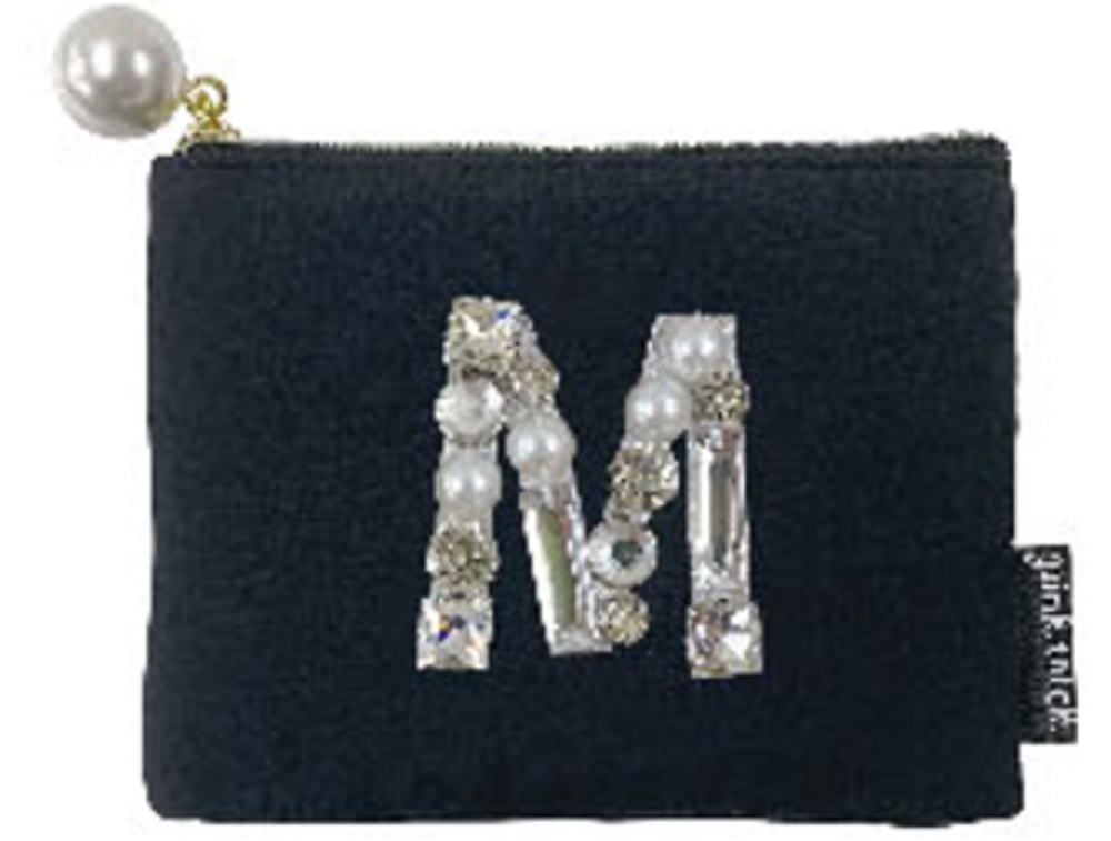 オリジナル ビジューイニシャルシリーズ ティッシュポーチM ケース 小物入れ 収納 メイク 化粧 コスメ 雑貨 グッズ かわいい