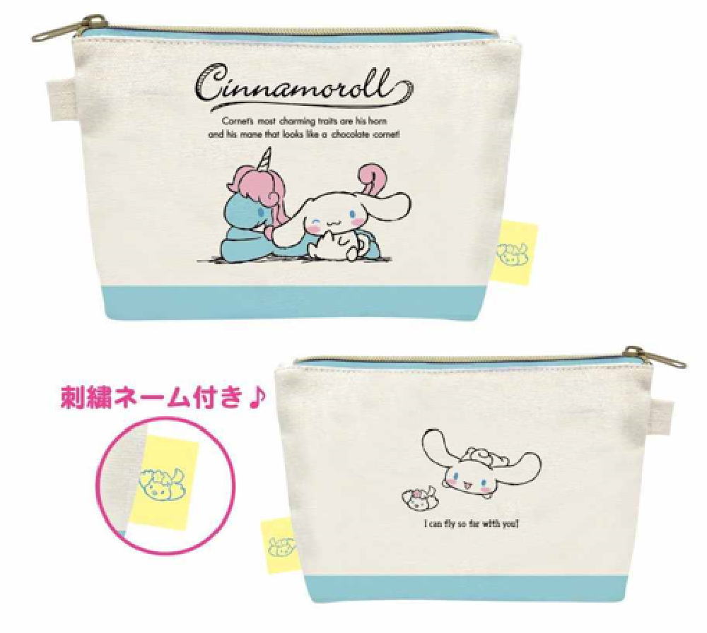 【送料無料】　　サンリオキャラクターズ　帆布船型ポーチシナモロール　シナモン　ケース　小物入れ　収納　メイク　化粧　コスメ　雑貨　グッズ　かわいい