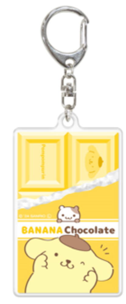【日本製】 サンリオキャラクターズ 香り付きアクリルキーホルダーポムポムプリン チョコレート柄 キーリング チャーム 雑貨 グッズ かわいい