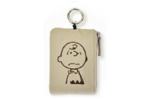 【スヌーピー】【SNOOPY】パスポーチ【ベージュ】【茶】【チャーリー・ブラウン】【ウッドストック】【ピーナッツ】【ケース】【小物入れ】【小銭入れ】【コインケース】【定期入れ】【カード入れ】【収納】【通勤】【通学】【雑貨】【グッズ】【かわいい】