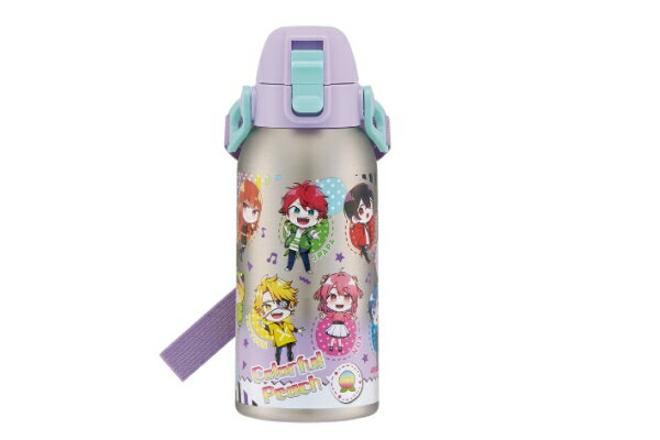 からふるピーチ　ショルダーベルト付ダイレクトステンレスボトル600ml　25　アニメ　漫画　マグ　ボトル　水筒　遠足　お出かけ　アウトドア　子供　キッズ　雑貨　グッズ　かわいい