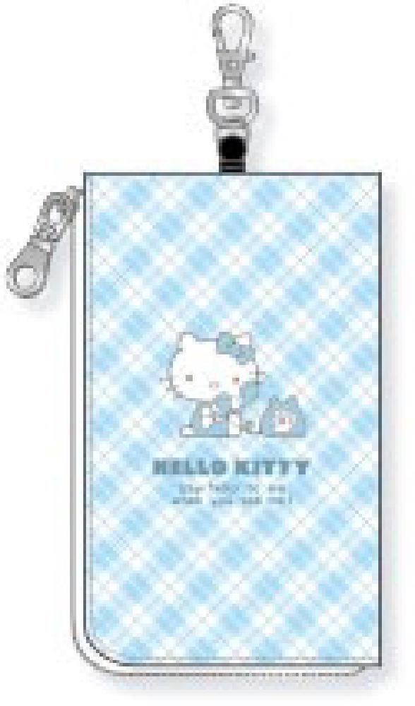 【送料無料】【サンリオキャラクターズ】キーアンドパスポーチ【チェック】【電話】【水色】【ハローキティ】【ケース】【小物入れ】【鍵入れ】【定期入れ】【カード入れ】【キーリング】【キーチェーン】【収納】【子供】【キッズ】【雑貨】【グッズ】【かわいい】