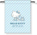【送料無料】【日本製】【サンリオキャラクターズ】マチ付き巾着【チェック】【電話】【水色】【ハローキティ】【ポーチ】【ケース】【小物入れ】【袋】【きんちゃく】【収...