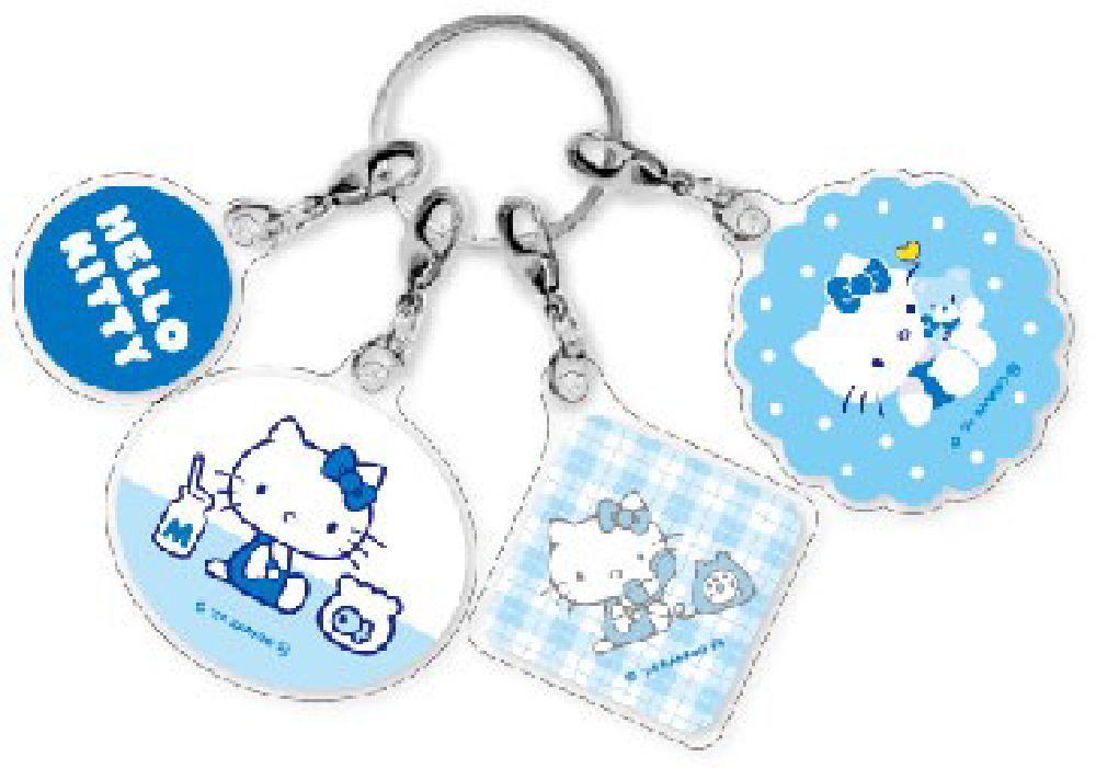 【送料無料】　【日本製】　サンリオキャラクターズ　4連アクリルキーホルダーB　水色　ハローキティ　..