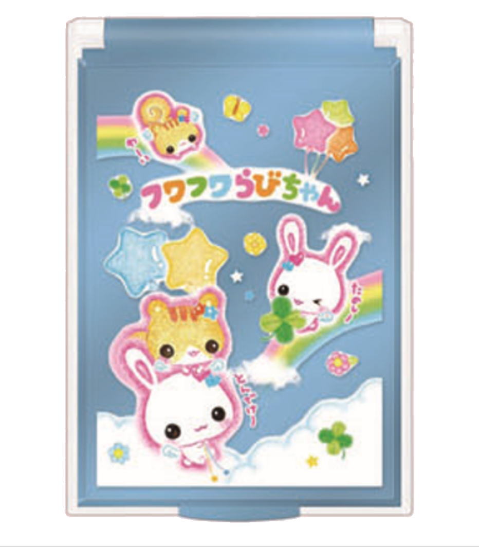 セット商品 3個入り 【日本製】 オリジナル Sサイズミラーフワフワラビチャン 平成メモリー 鏡 折りたたみ メイク 化粧 コスメ 雑貨 グッズ かわいい