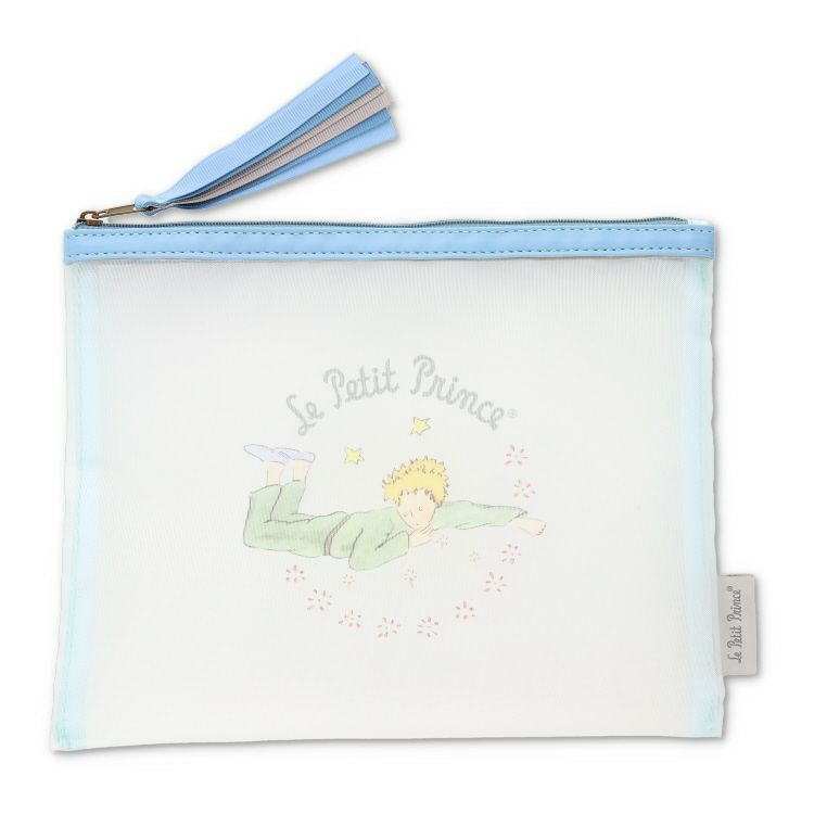 【送料無料】　　星の王子さま　メッシュポーチフラットブルー　青　絵本　ケース　小物入れ　収納　メイク　化粧　コスメ　雑貨　グッズ　かわいい