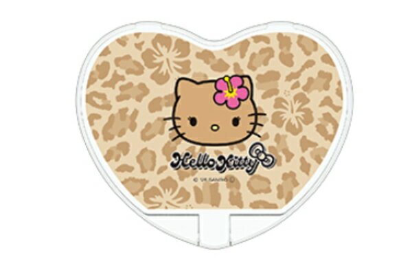 サンリオキャラクターズ 日焼けシリーズ ハートミラーレオパード ハローキティ 鏡 折りたたみ メイク 化粧 コスメ 雑貨 グッズ かわいい