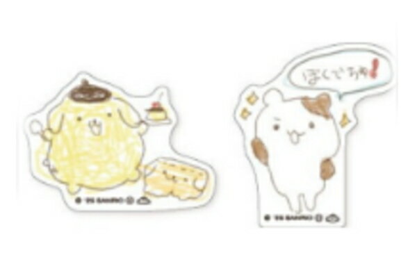 【送料無料】　日本製　サンリオキャラクターズ　ステッカー2枚セット手描き風　チームプリン　ポムポムプリン　シール　文房具　2枚入り　雑貨　グッズ　かわいい