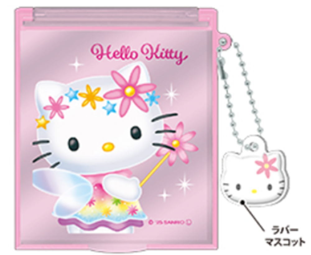 【送料無料】 サンリオキャラクターズ マスコット付きMサイズミラーフェアリー ハローキティ ファンタジーエンジェル 鏡 かがみ コンパクト 折りたたみ コスメ ...