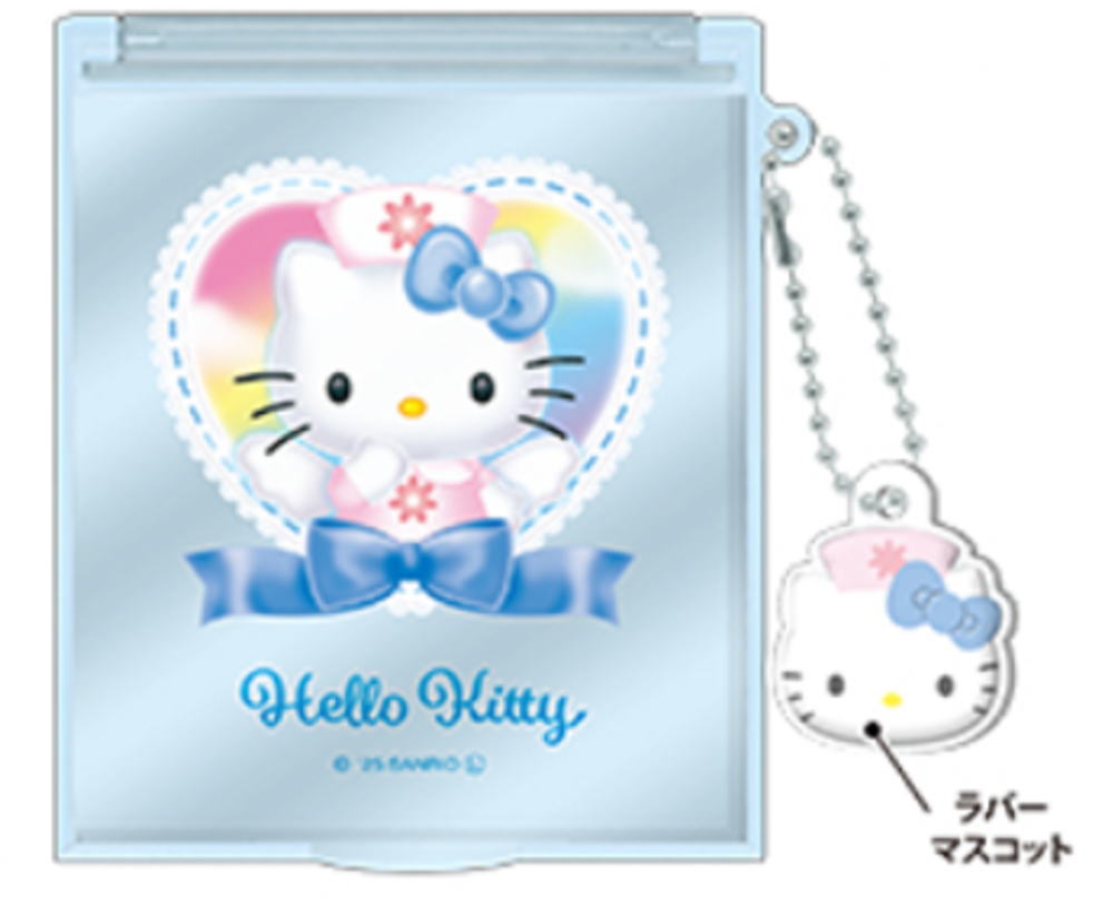 【送料無料】 サンリオキャラクターズ マスコット付きMサイズミラーナース ハローキティ ファンタジーエンジェル 鏡 かがみ コンパクト 折りたたみ コスメ メイ...