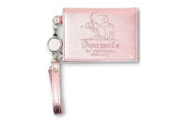 【送料無料】　スヌーピー　SNOOPY　2つ折りパスケースピンク　メタリック　ピーナッツ　ウッドストック　キャラクター　カバー　ポーチ　定期入れ　カード入れ　収納　通勤　通学　雑貨　グッズ　かわいい