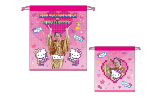【送料無料】　マツケンサンバ×ハローキティ　巾着ハート　サンリオキャラクターズ　コラボ　ポーチ　ケース　小物入れ　袋　収納　子供　キッズ　雑貨　グッズ　かわいい
