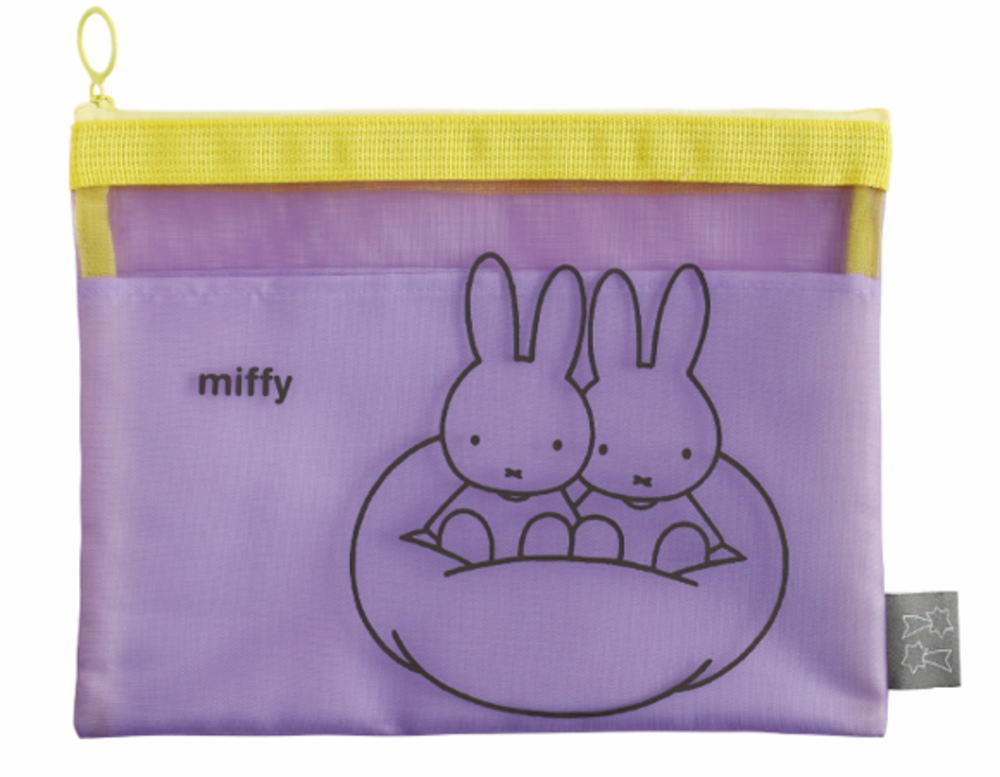 miffy　ミッフィー　メッシュフラットポーチパープル　紫　ウサギ　ディック・ブルーナ　絵本　アニメ..
